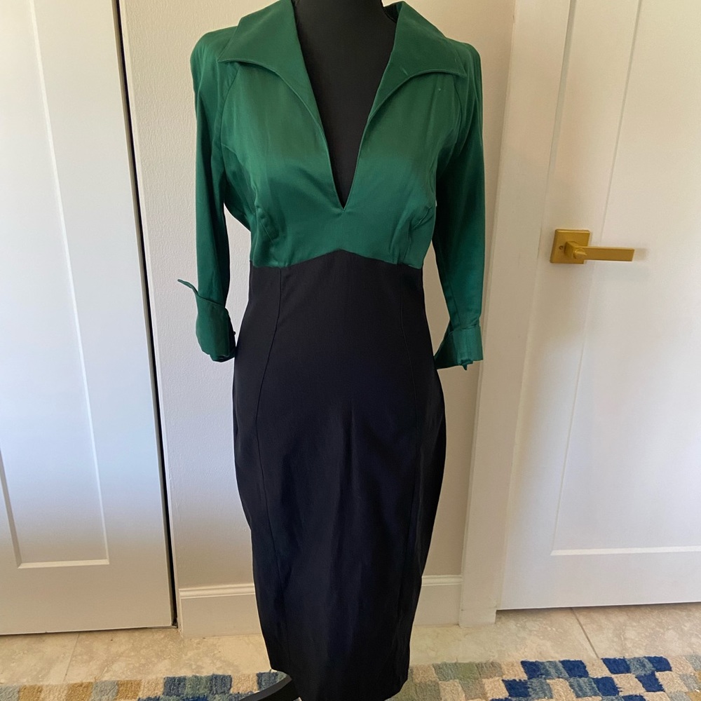 Pinup Couture green and Black Wiggle Dress
